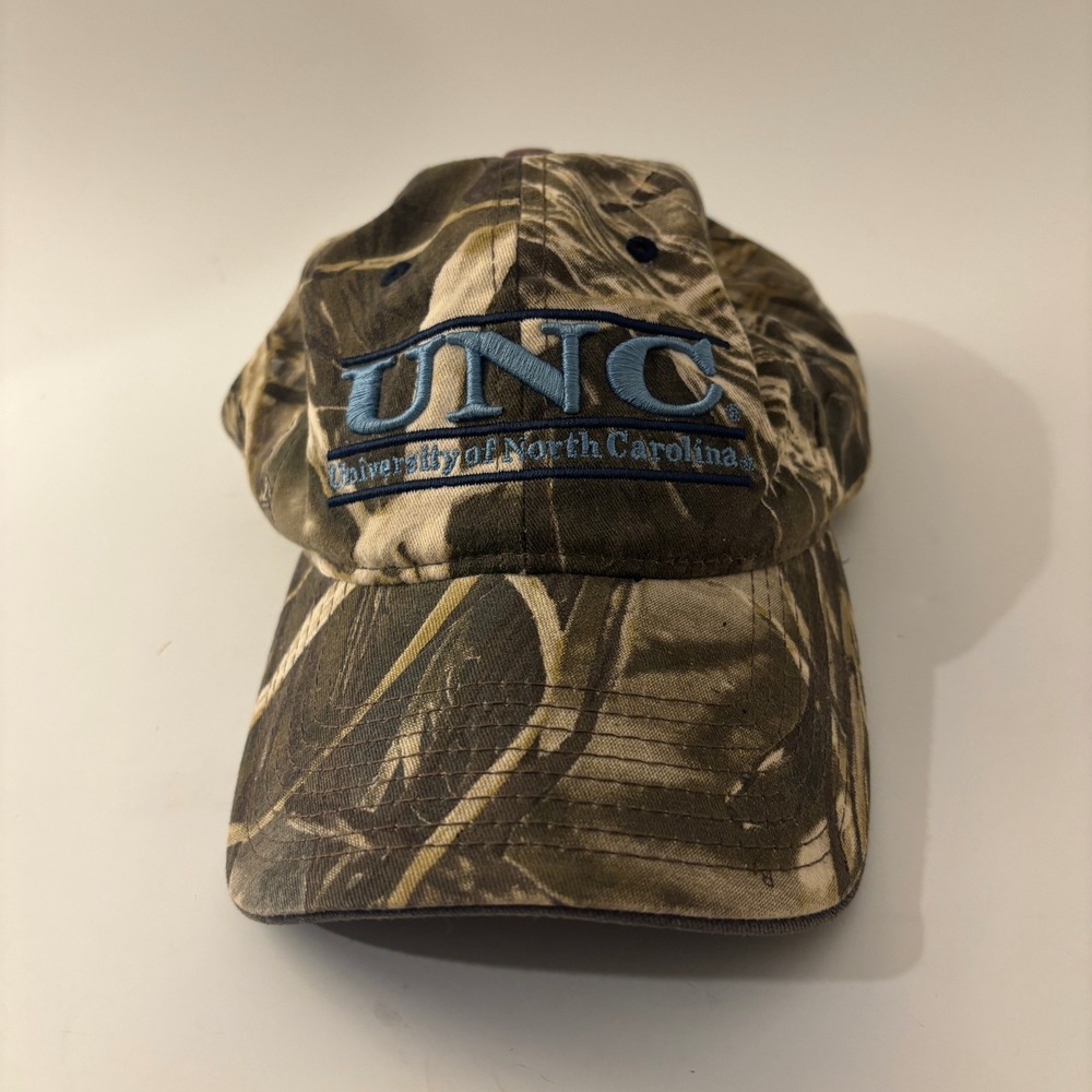 Y2K UNC North Carolina Tar Heels Camo Bar Hat Mens OSFA The Game Realtree